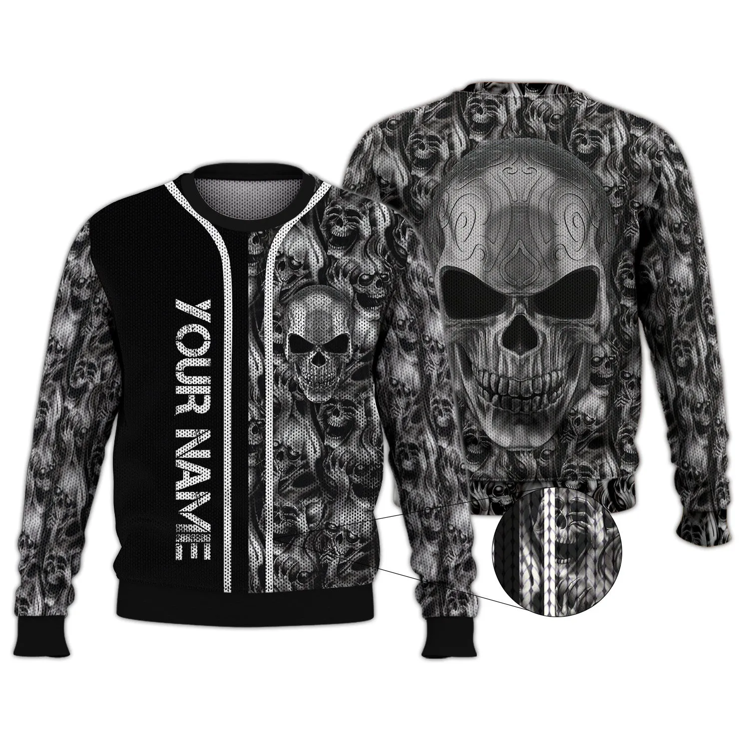 Tribal Tattoos Metal Skull Personalized Name 3D Hoodie, 3D Zipper Hoodie