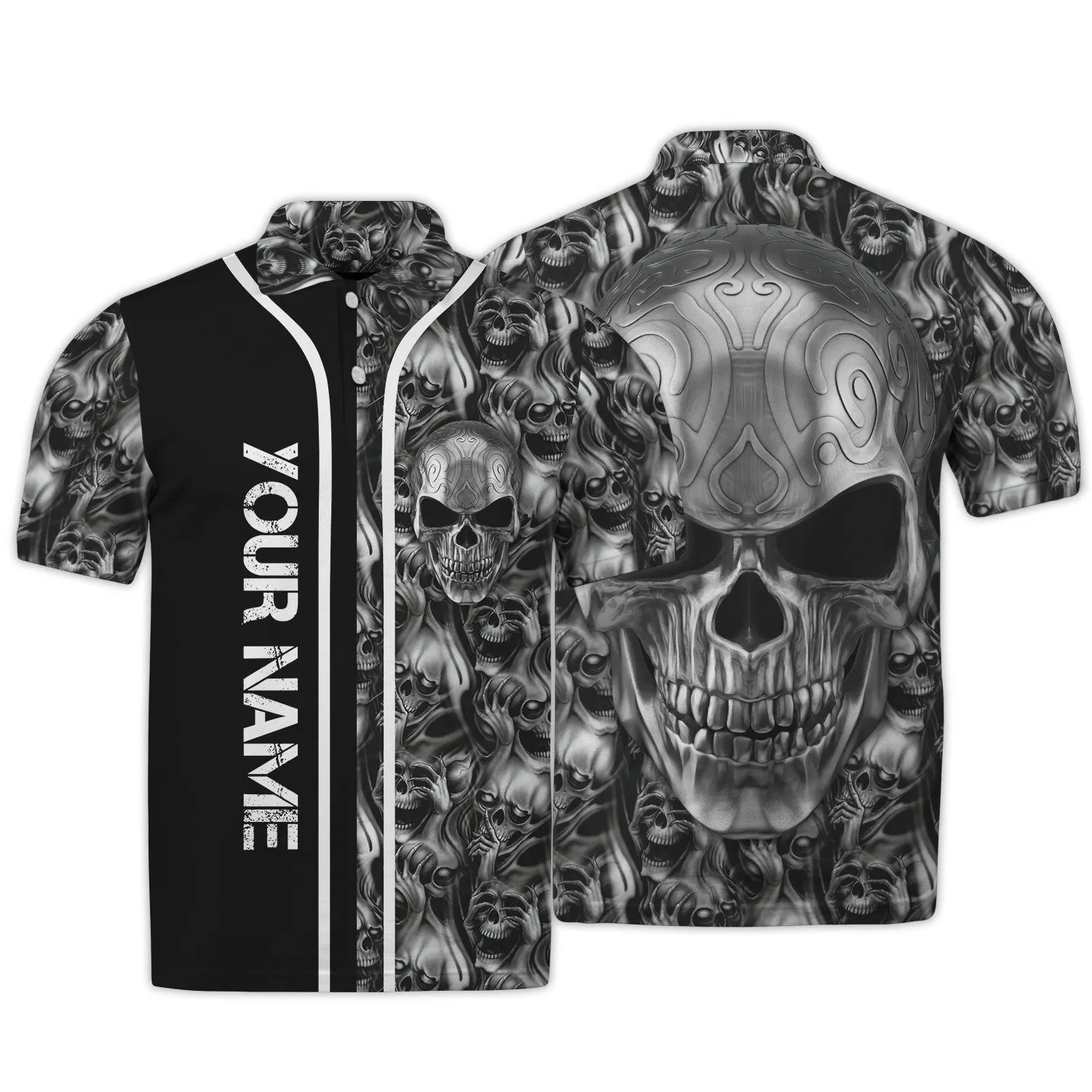 Tribal Tattoos Metal Skull Personalized Name 3D Hoodie, 3D Zipper Hoodie