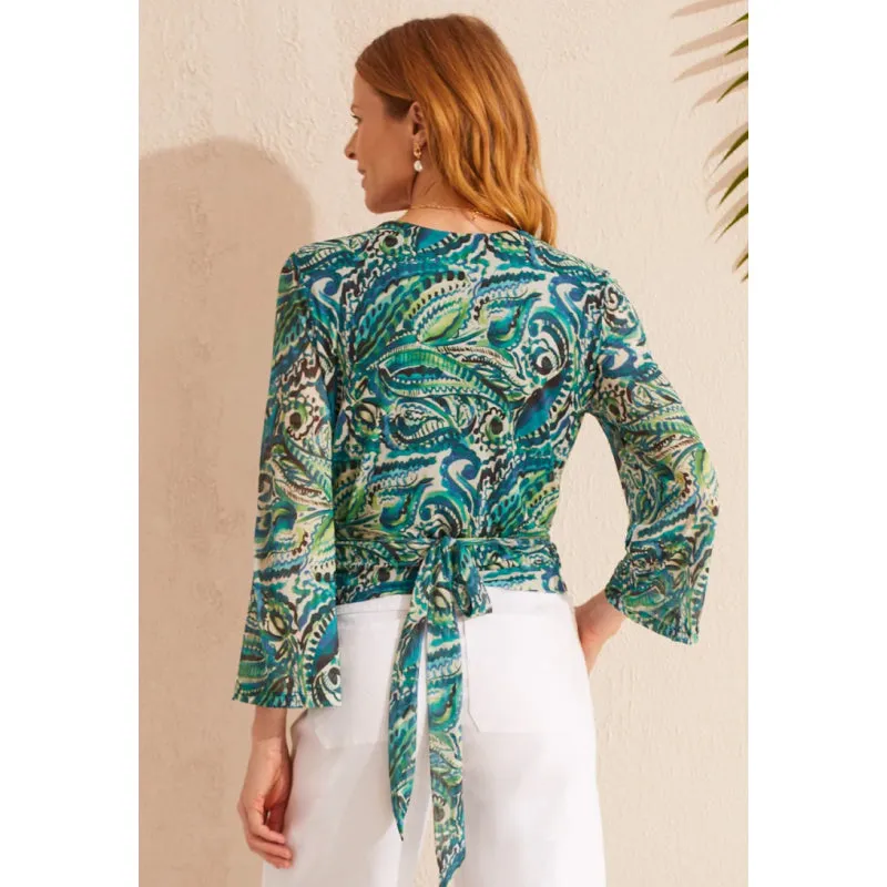 Tribal Wrap Top w/ Bell Sleeve