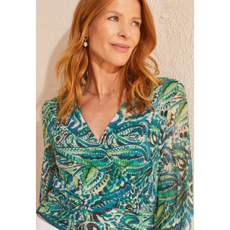 Tribal Wrap Top w/ Bell Sleeve