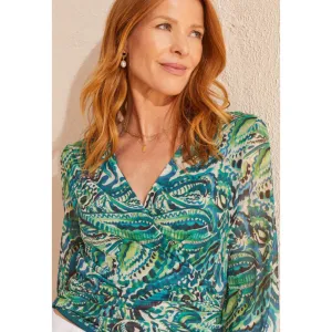 Tribal Wrap Top w/ Bell Sleeve