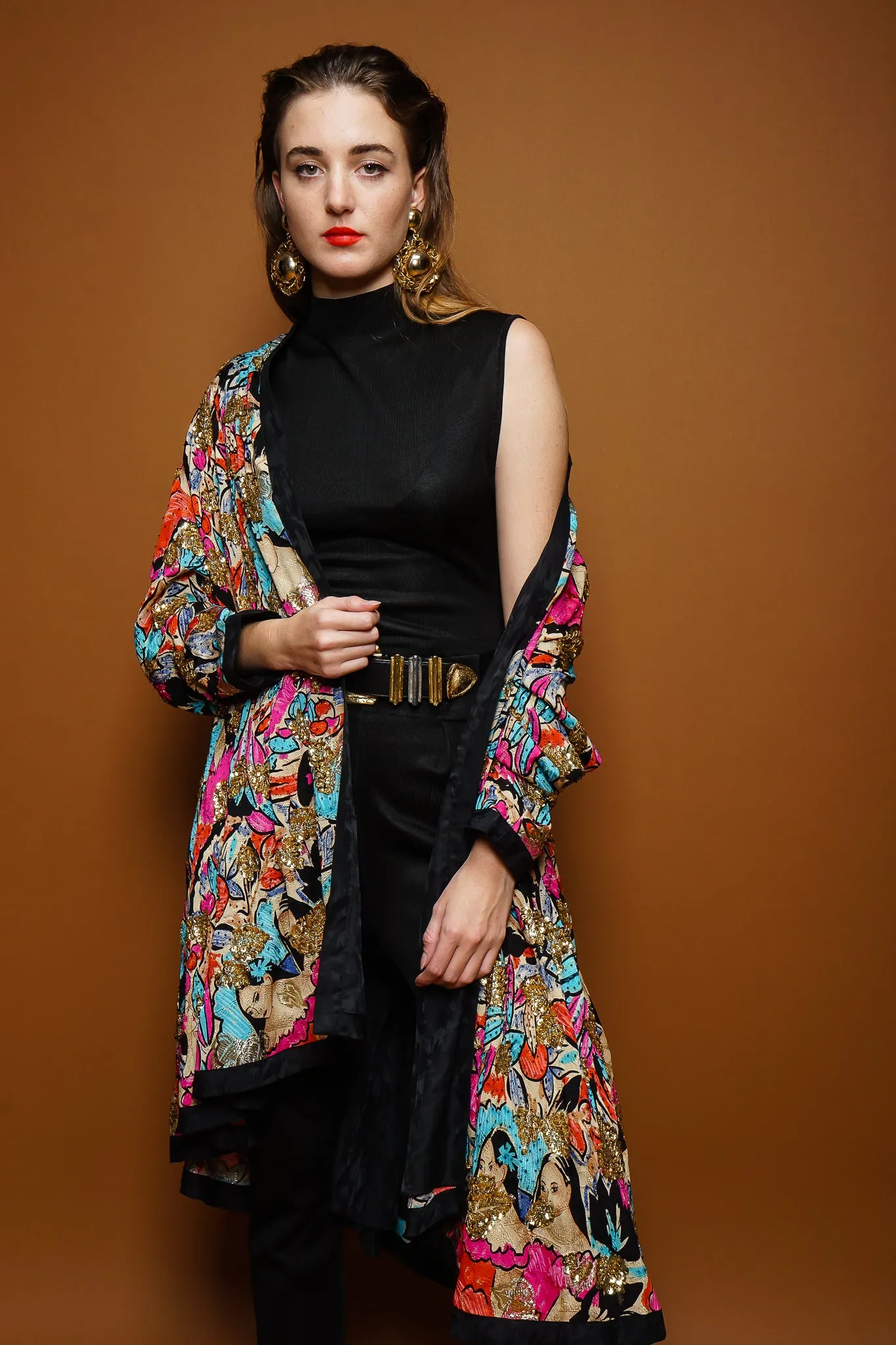 Tropical Beaded Silk Duster