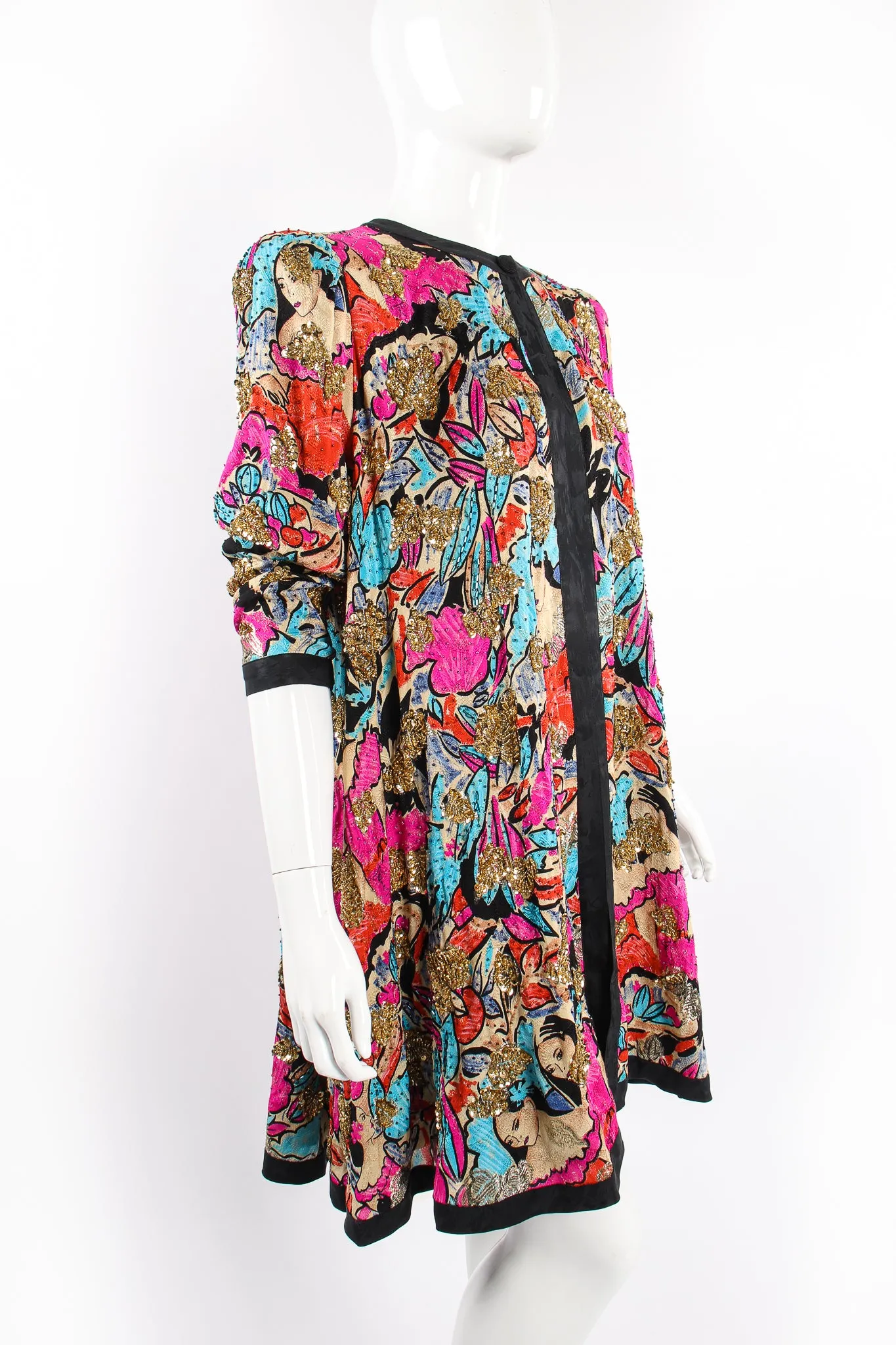 Tropical Beaded Silk Duster