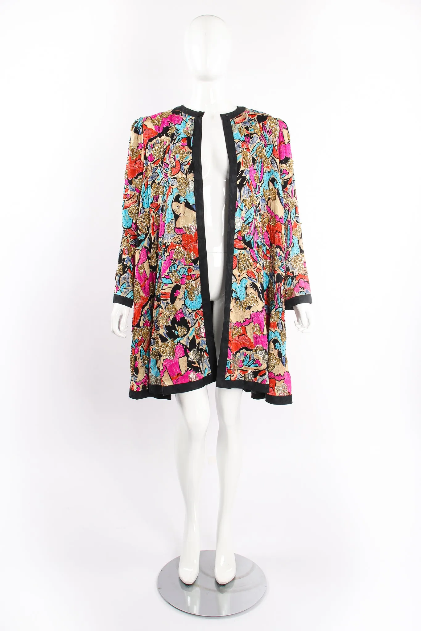 Tropical Beaded Silk Duster