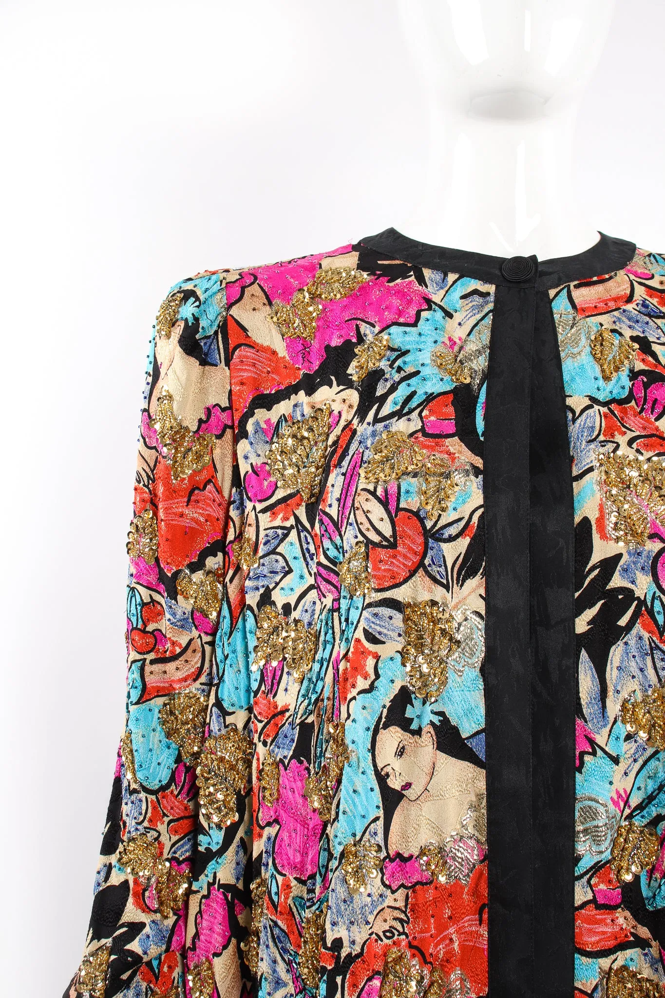 Tropical Beaded Silk Duster