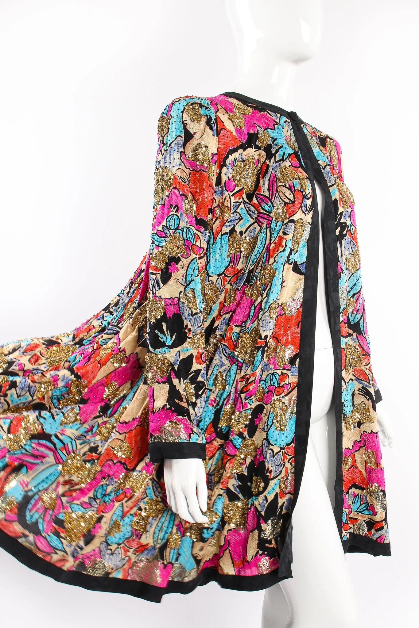 Tropical Beaded Silk Duster