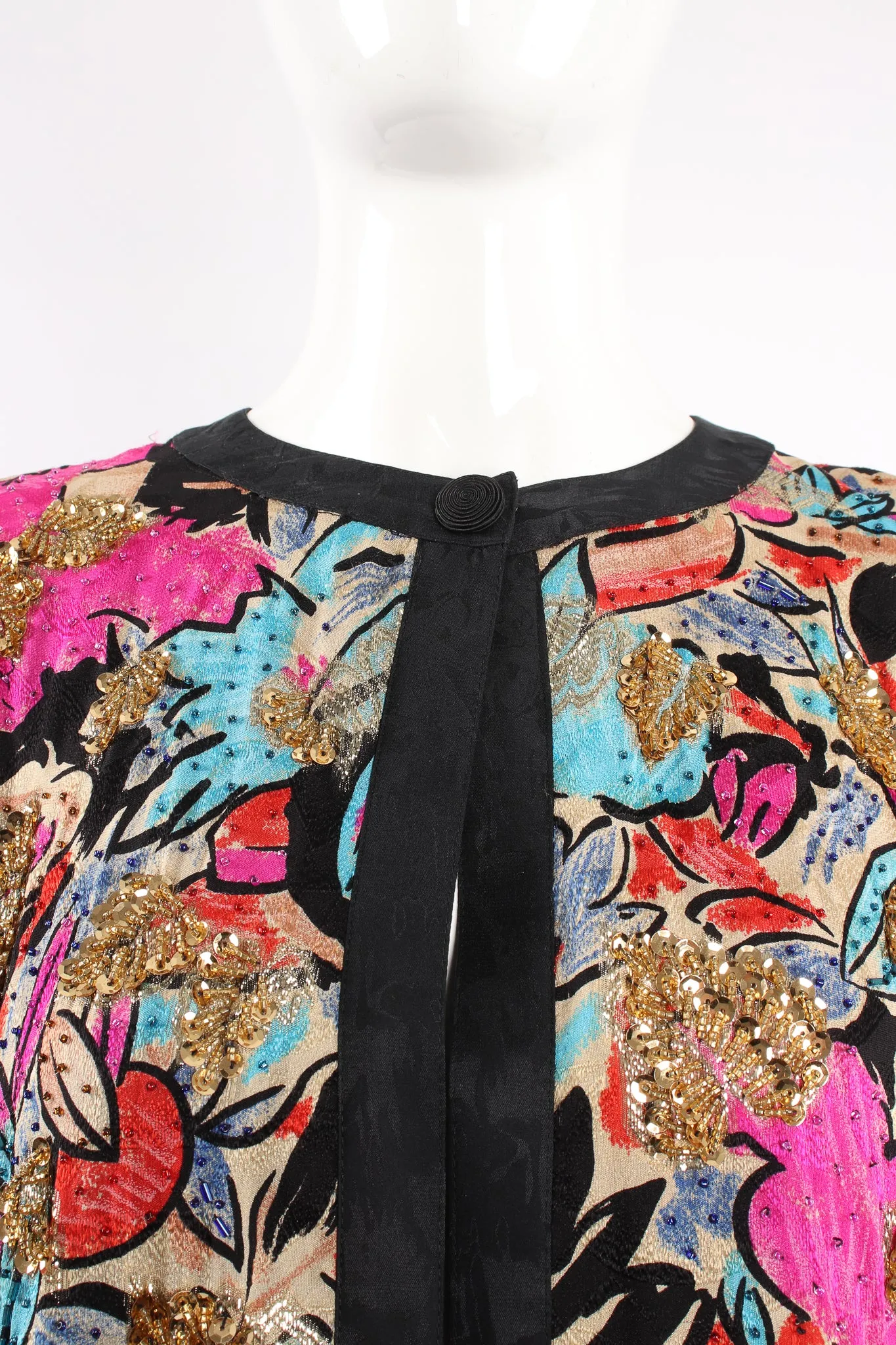 Tropical Beaded Silk Duster