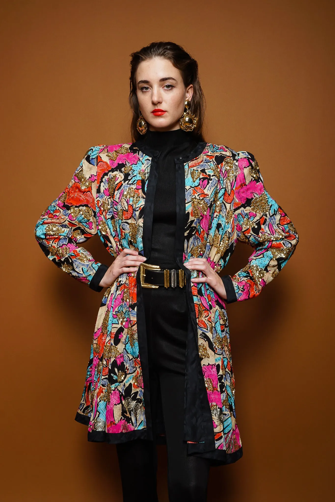 Tropical Beaded Silk Duster