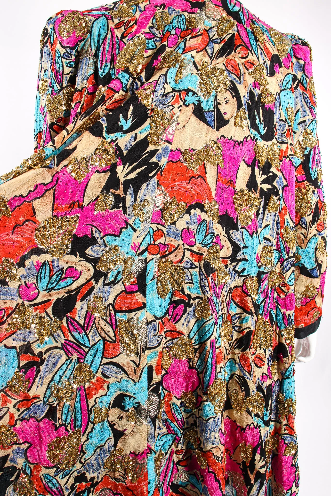 Tropical Beaded Silk Duster