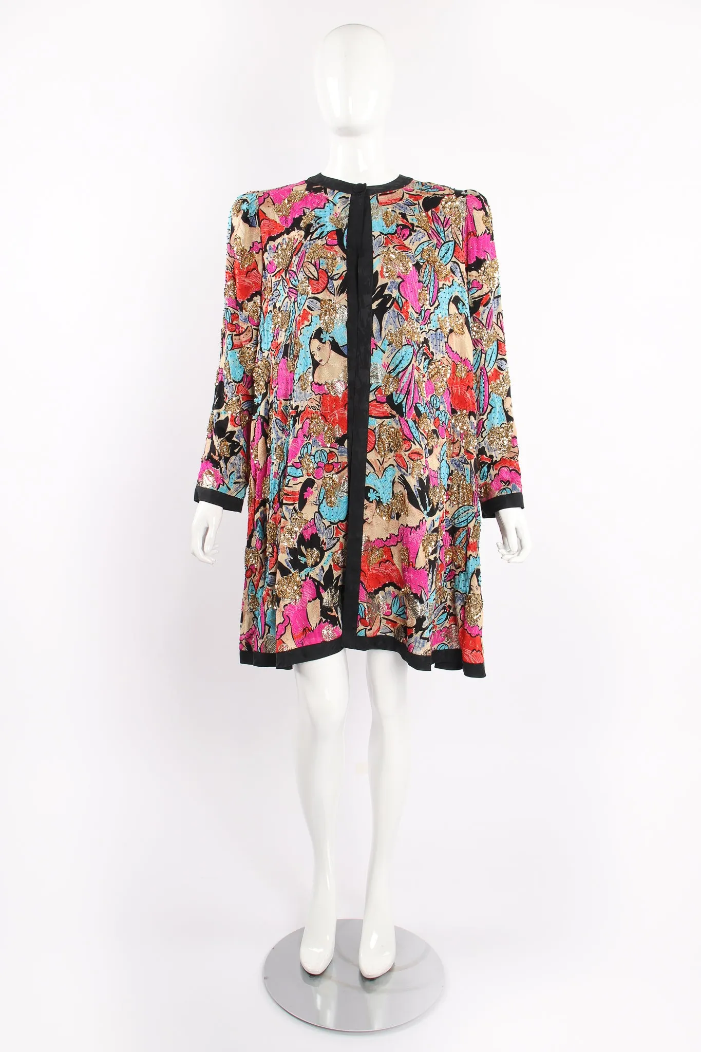 Tropical Beaded Silk Duster