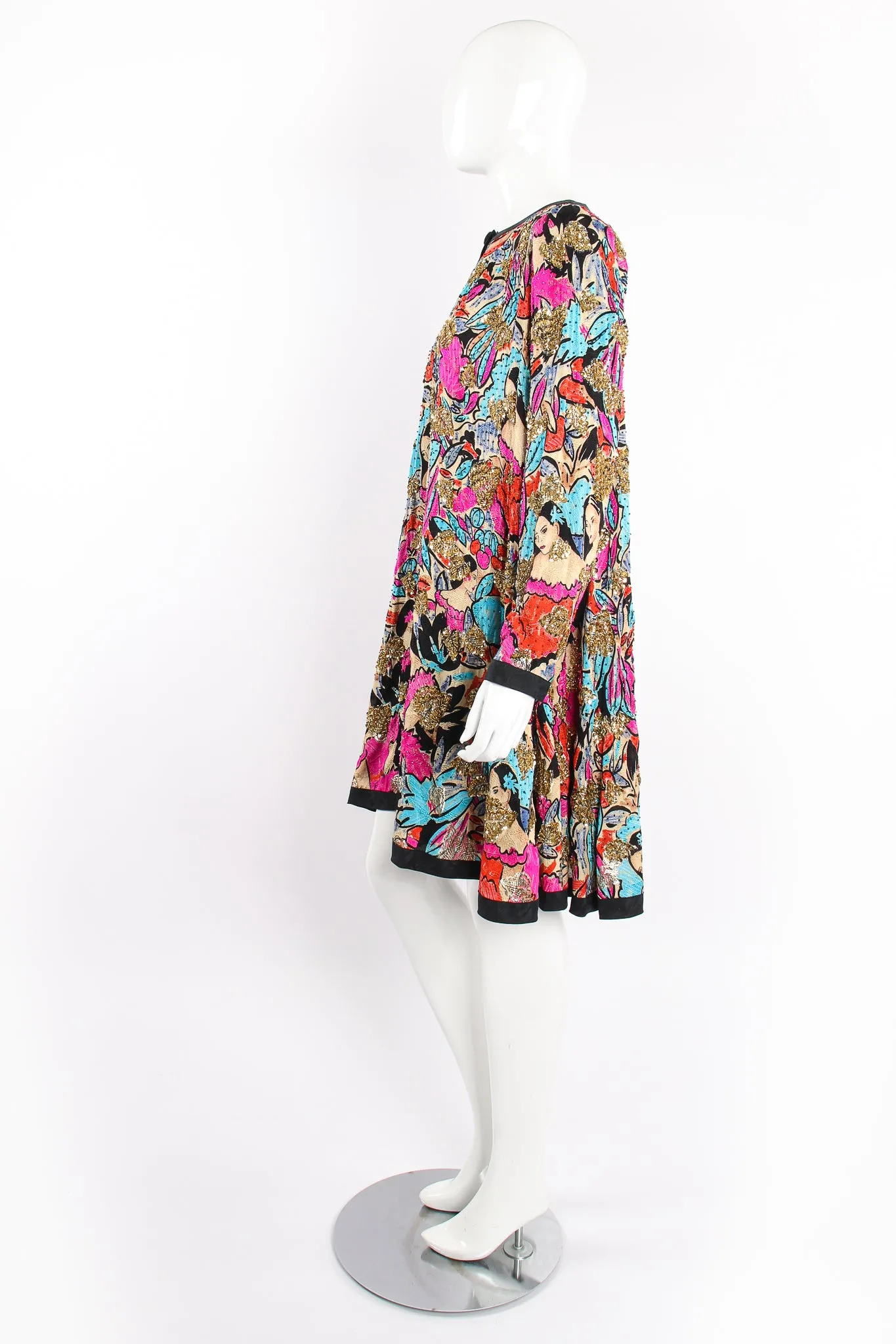 Tropical Beaded Silk Duster