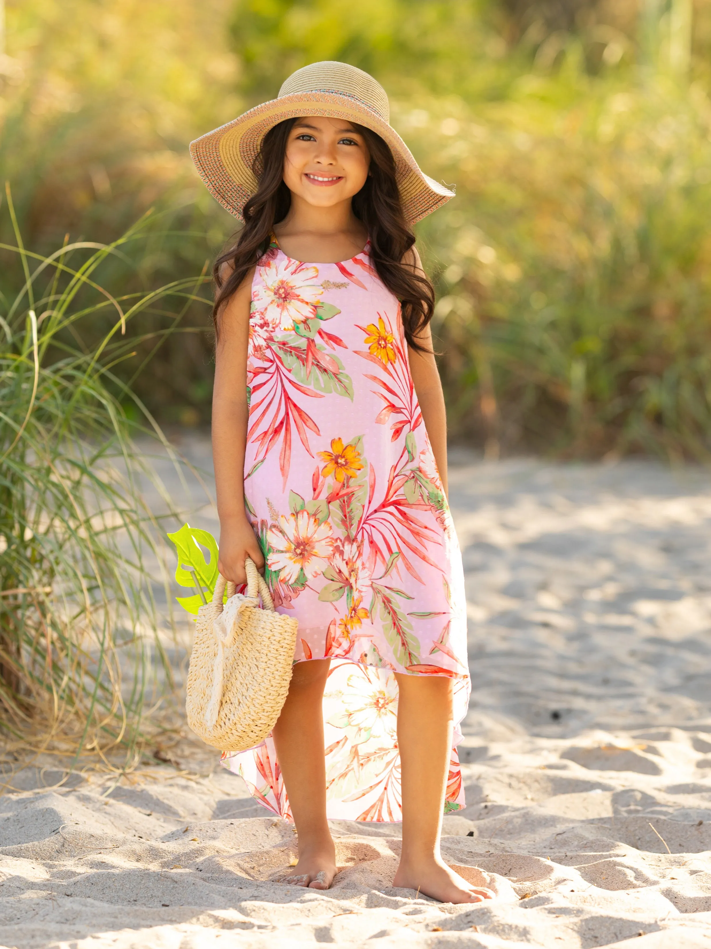 Tropical Botanicals Sleeveless Hi-Lo Dress