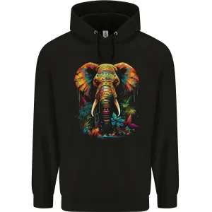 Tropical Elephant Mens 80% Cotton Hoodie