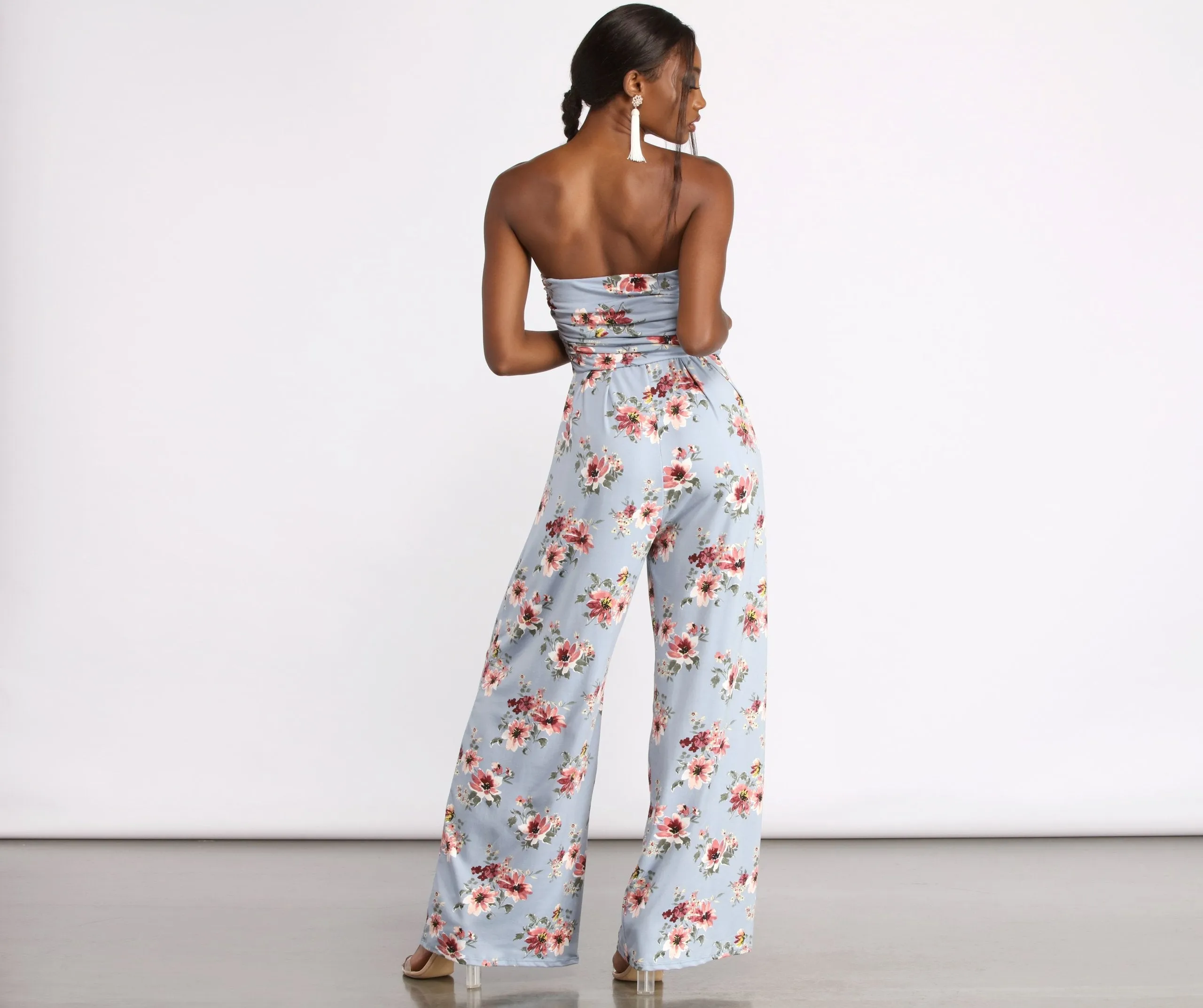Tropical Floral Sleeveless Wide Leg Jumpsuit
