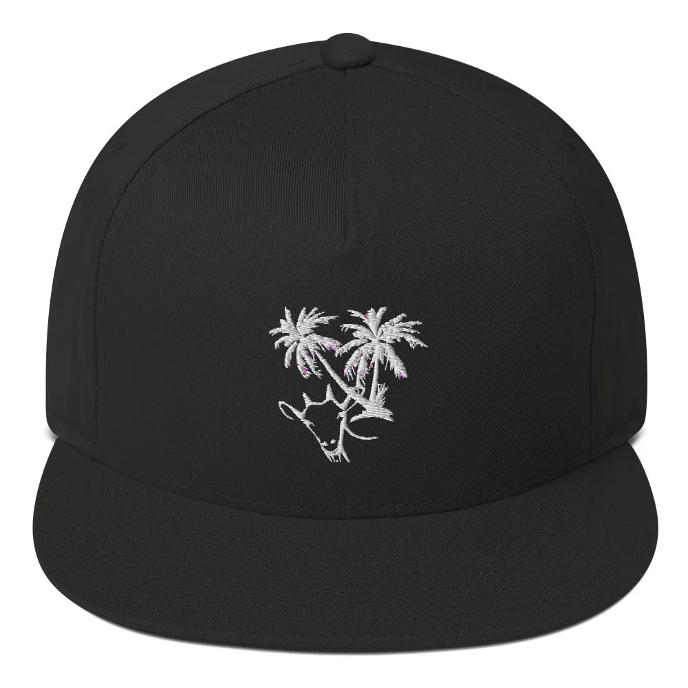 Tropical Goat Embroidered Flat Bill Hat – Bold, Fresh &amp; Unique