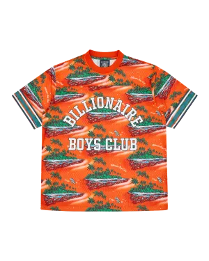 Tropical Island Print Football Top