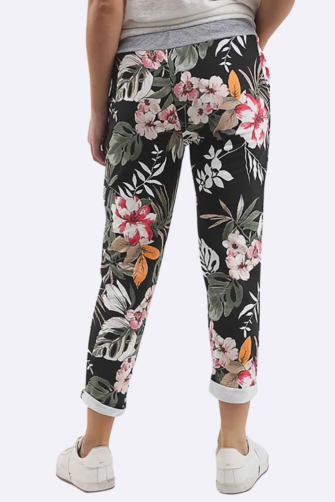 Tropical Print Drawstring Trouser