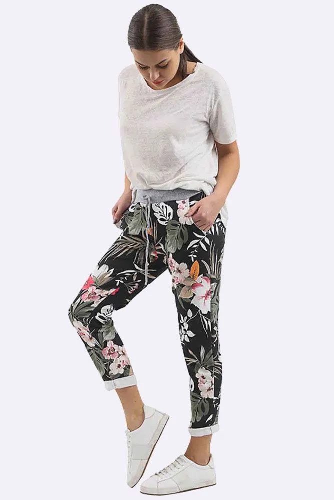 Tropical Print Drawstring Trouser