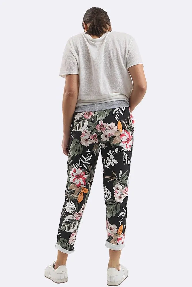 Tropical Print Drawstring Trouser