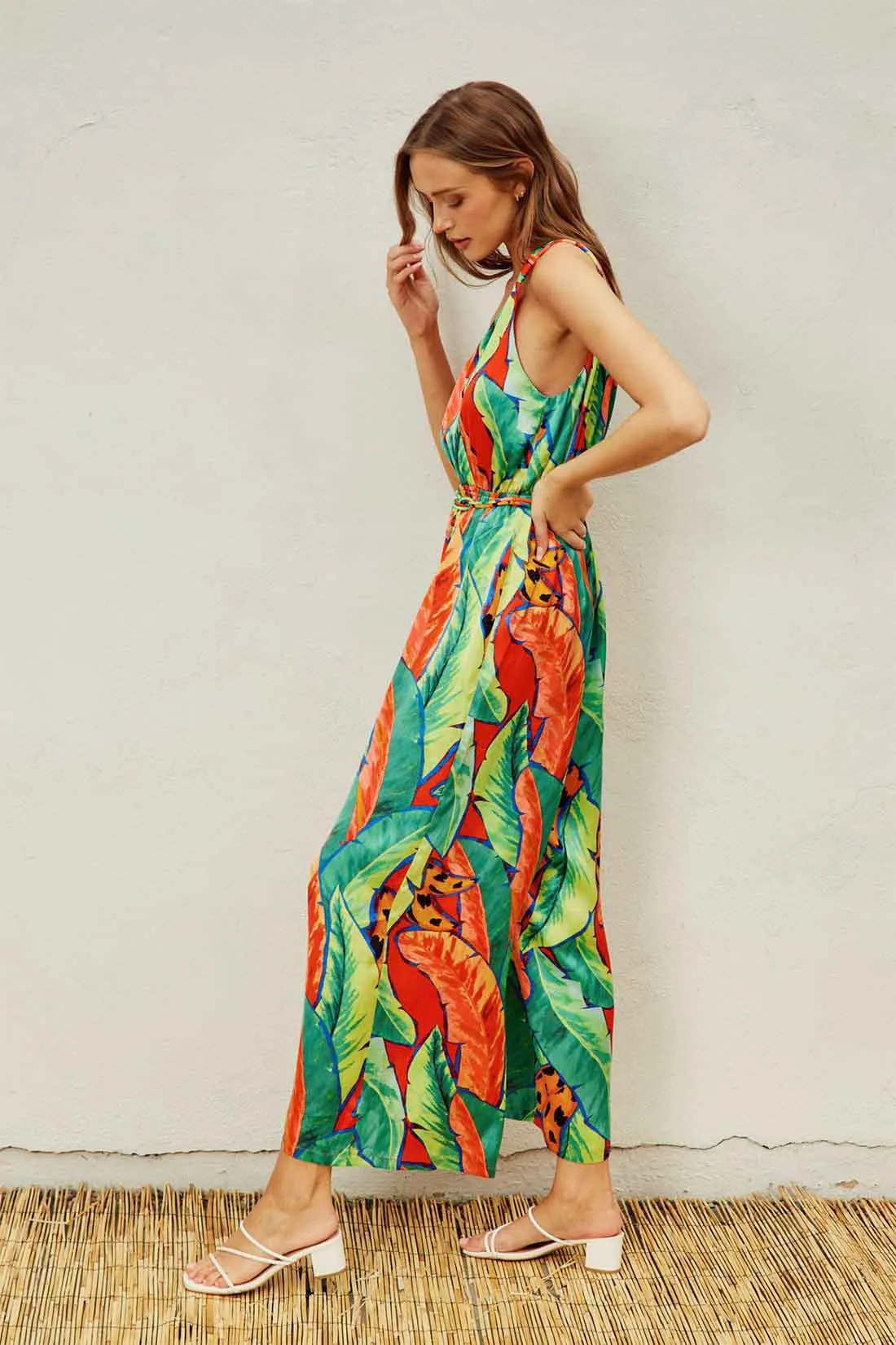 Tropical Print Jumpsuit