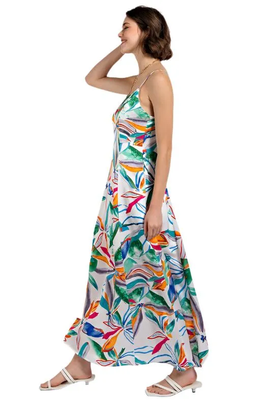 Tropical Print Maxi Dress