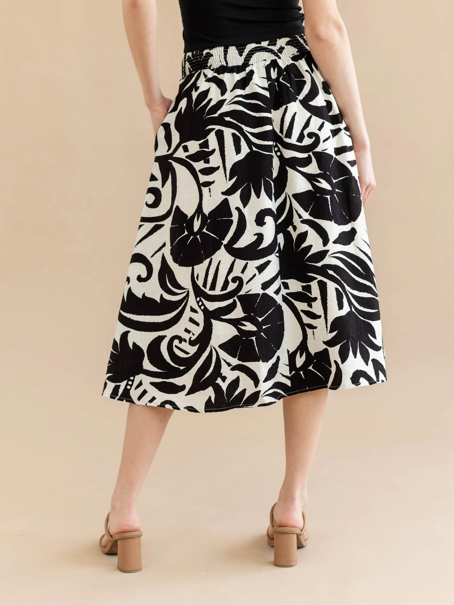 Tropical Printed Midi Skirt