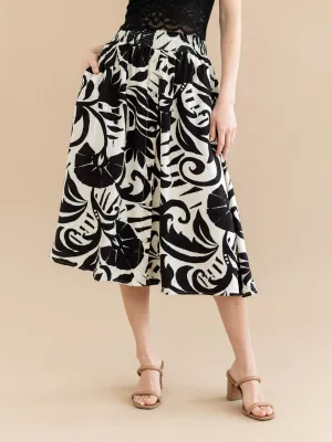 Tropical Printed Midi Skirt
