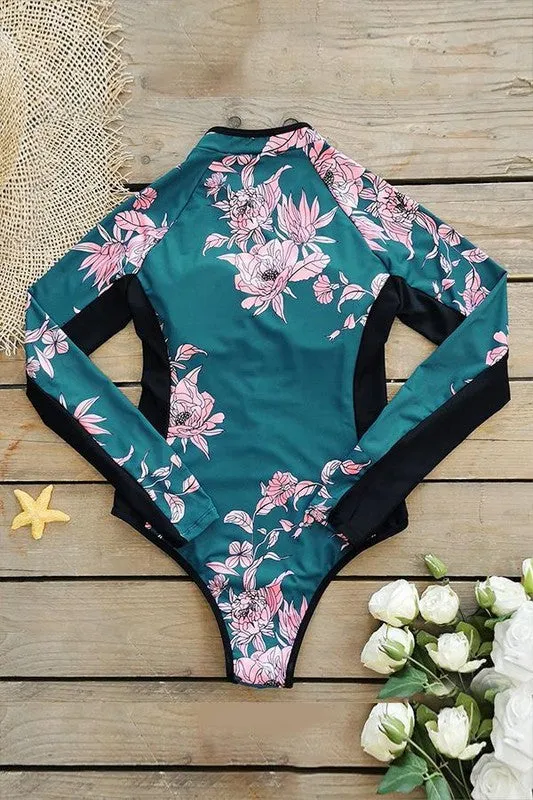 Tropical Rashguard Suit- Front Zip