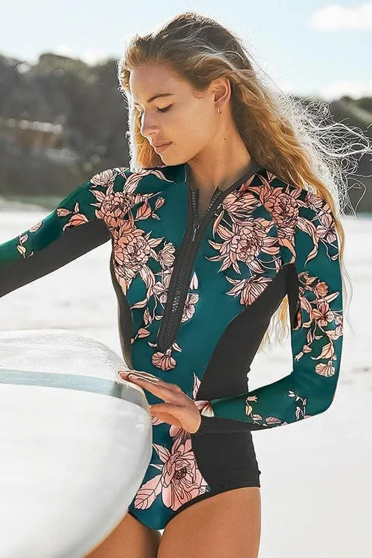 Tropical Rashguard Suit- Front Zip