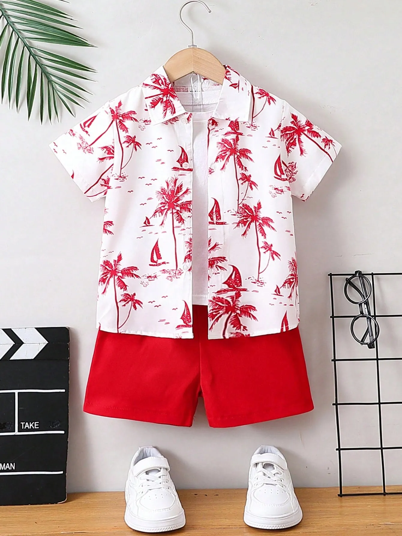 Tropical shirt print| Boy Tropical Print Vacation Casual Shirt