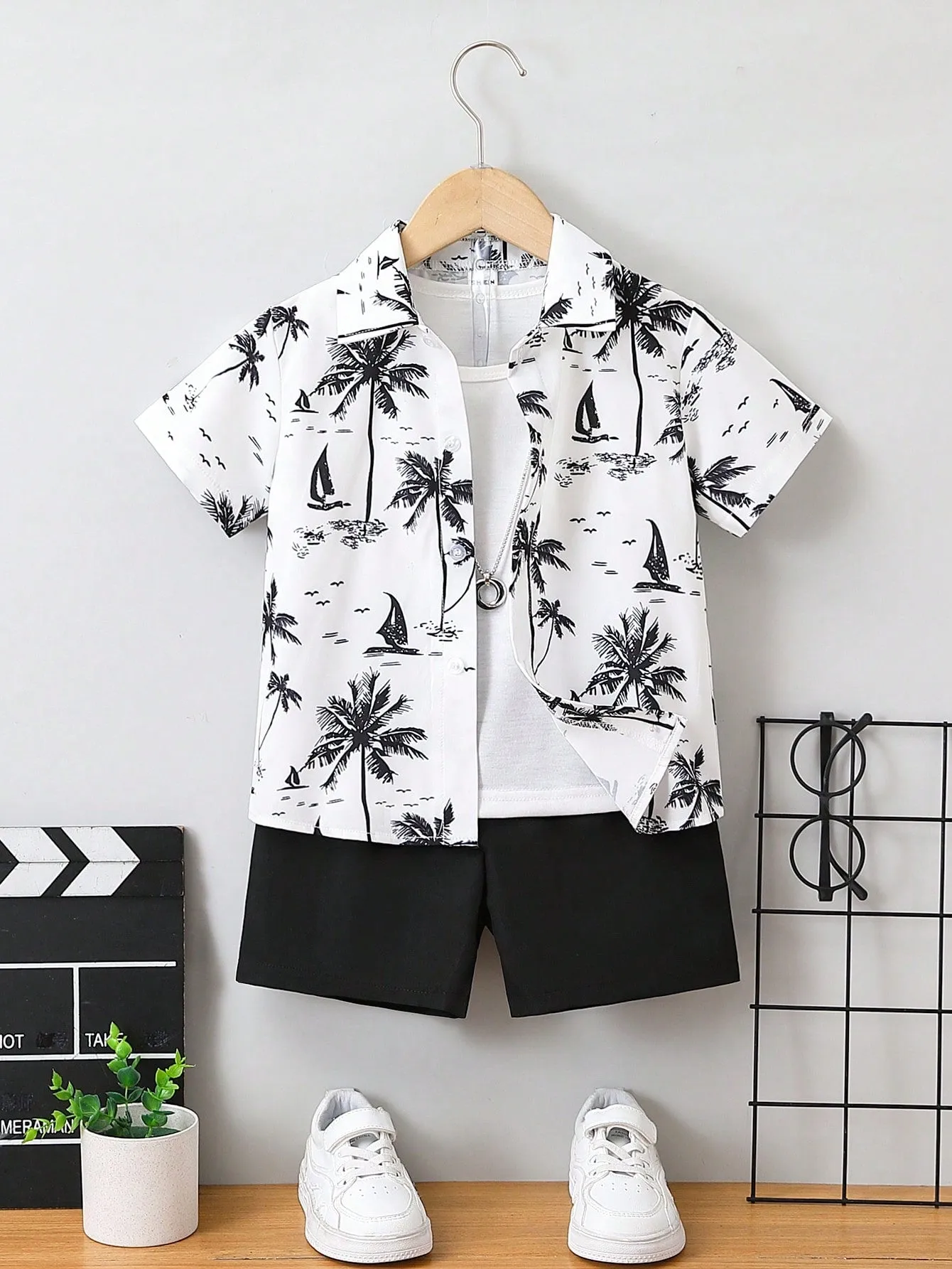 Tropical shirt print| Boy Tropical Print Vacation Casual Shirt