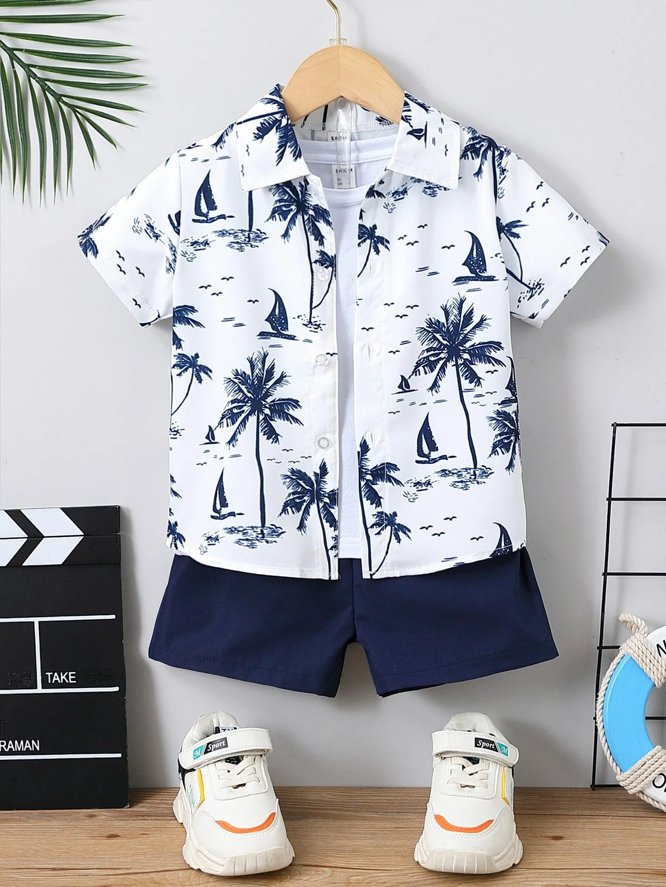 Tropical shirt print| Boy Tropical Print Vacation Casual Shirt