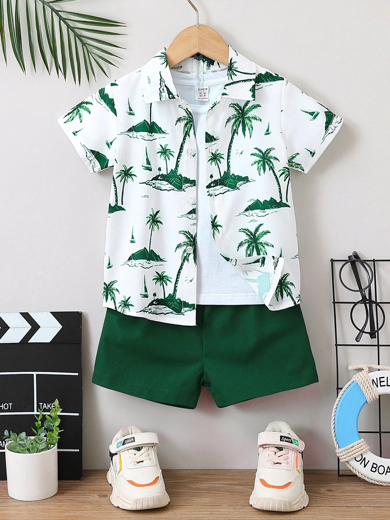 Tropical shirt print| Boy Tropical Print Vacation Casual Shirt