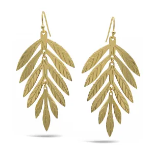 Tropical Textured Gold Metal Drop Earrings #HNE90851GD (AH19)