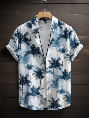 Tropical themed shirts| Men Tropical Coconut Tree Printed Graphic