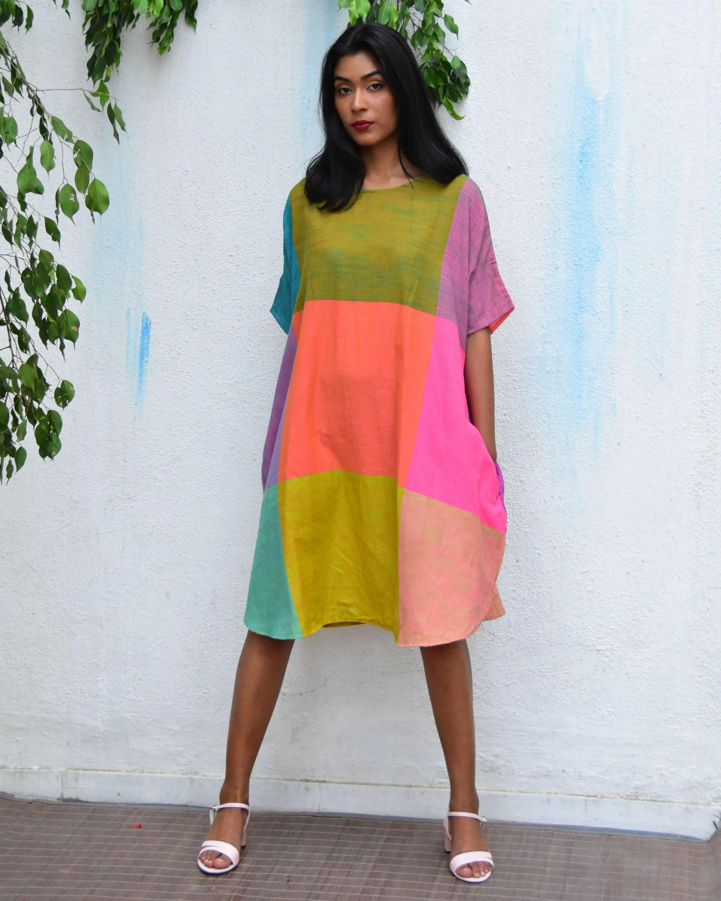Tropical Tides Freesize Handwoven Cotton Dress - Rc