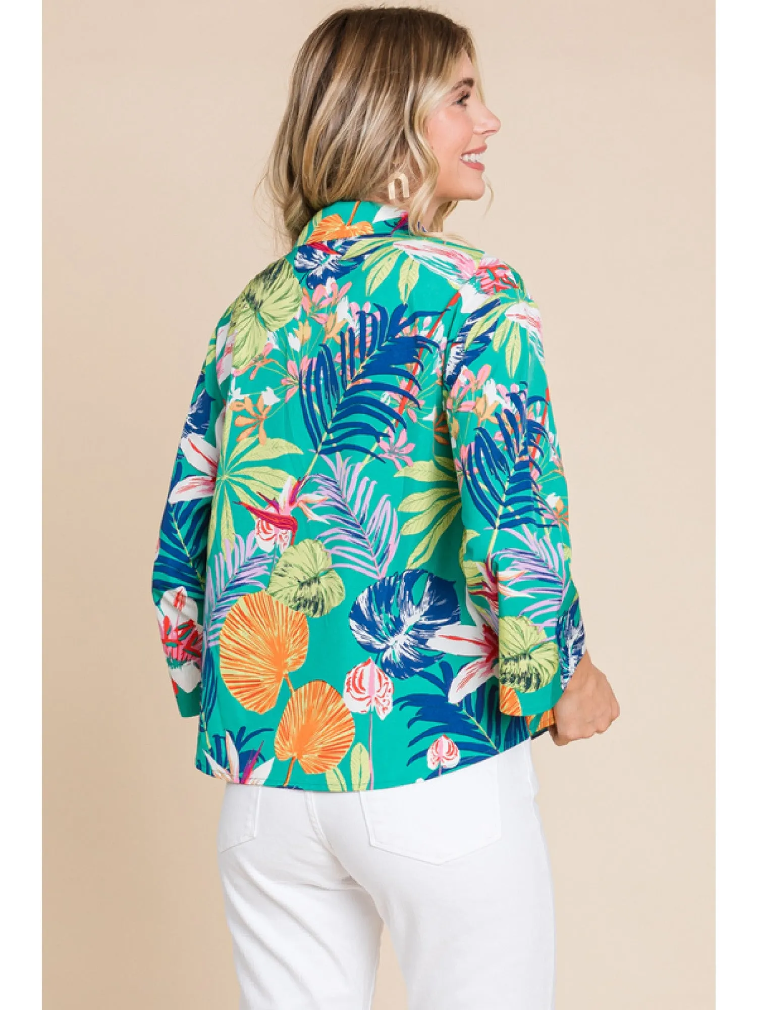 Tropical Turquoise Print Blouse