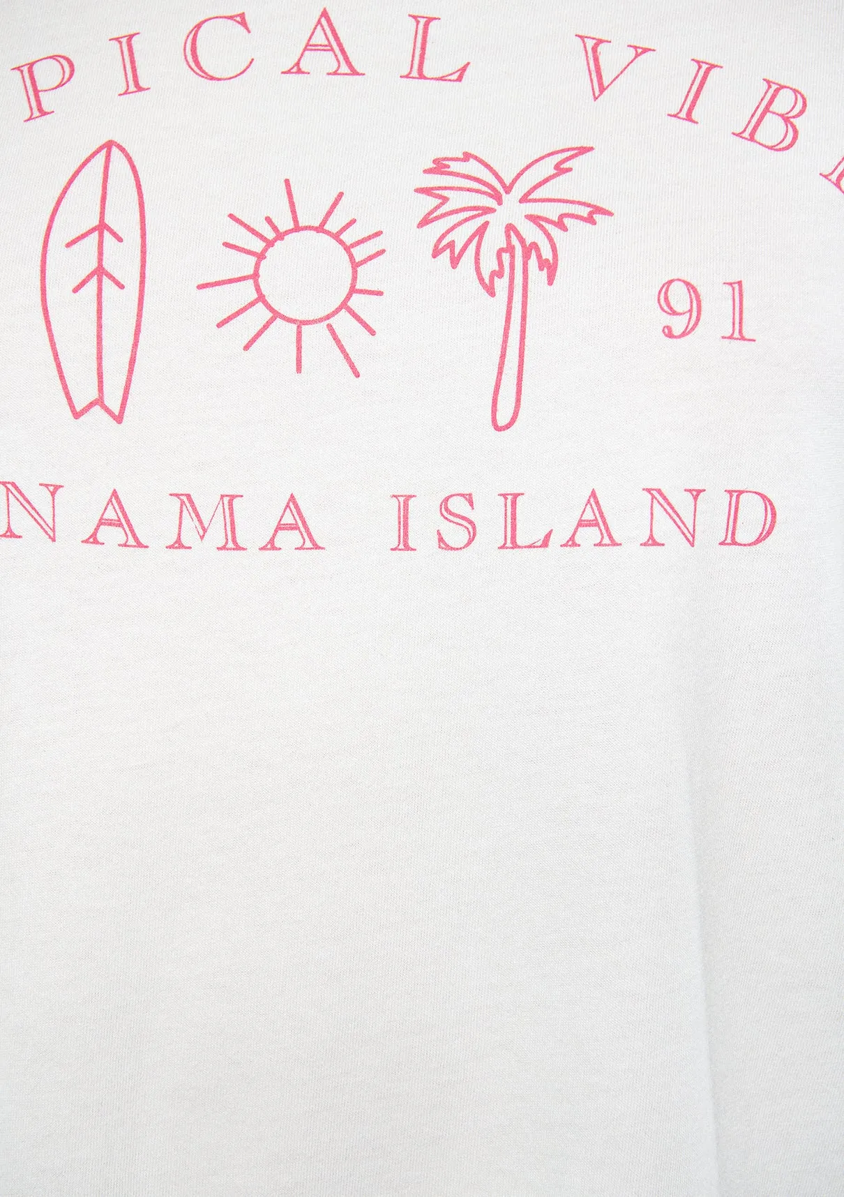 Tropical Vibes Printed Off White T-Shirt