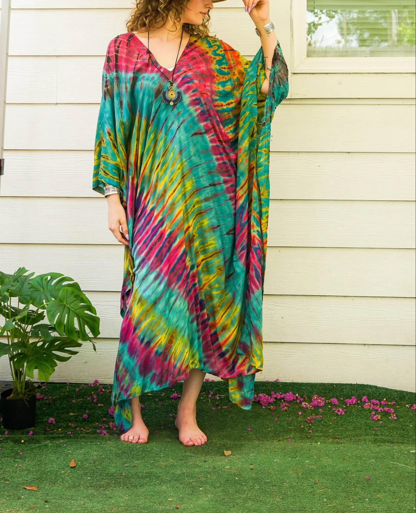 Tropical Whirl Tie-Dye Kaftan