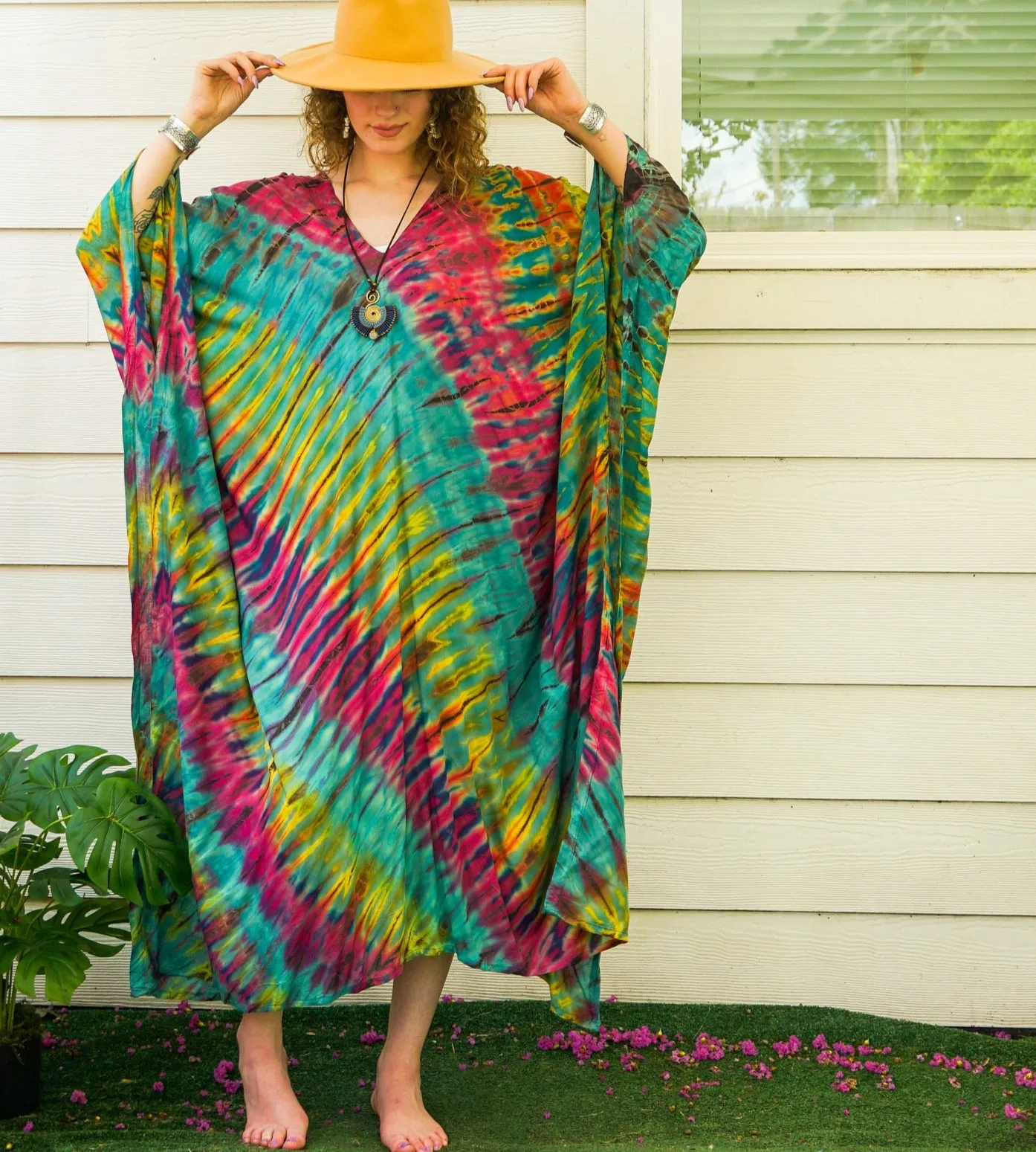 Tropical Whirl Tie-Dye Kaftan