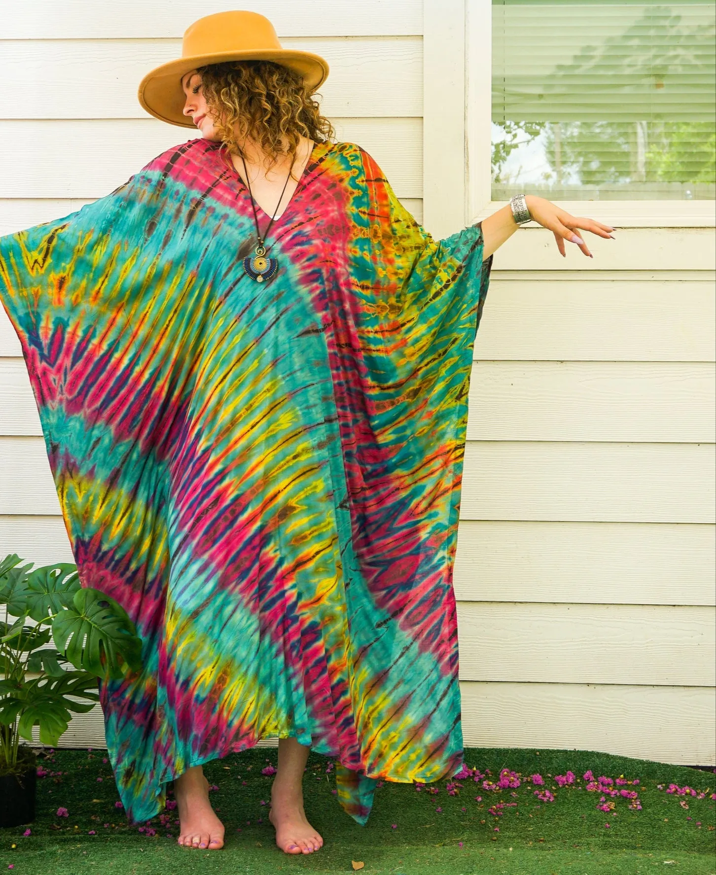 Tropical Whirl Tie-Dye Kaftan