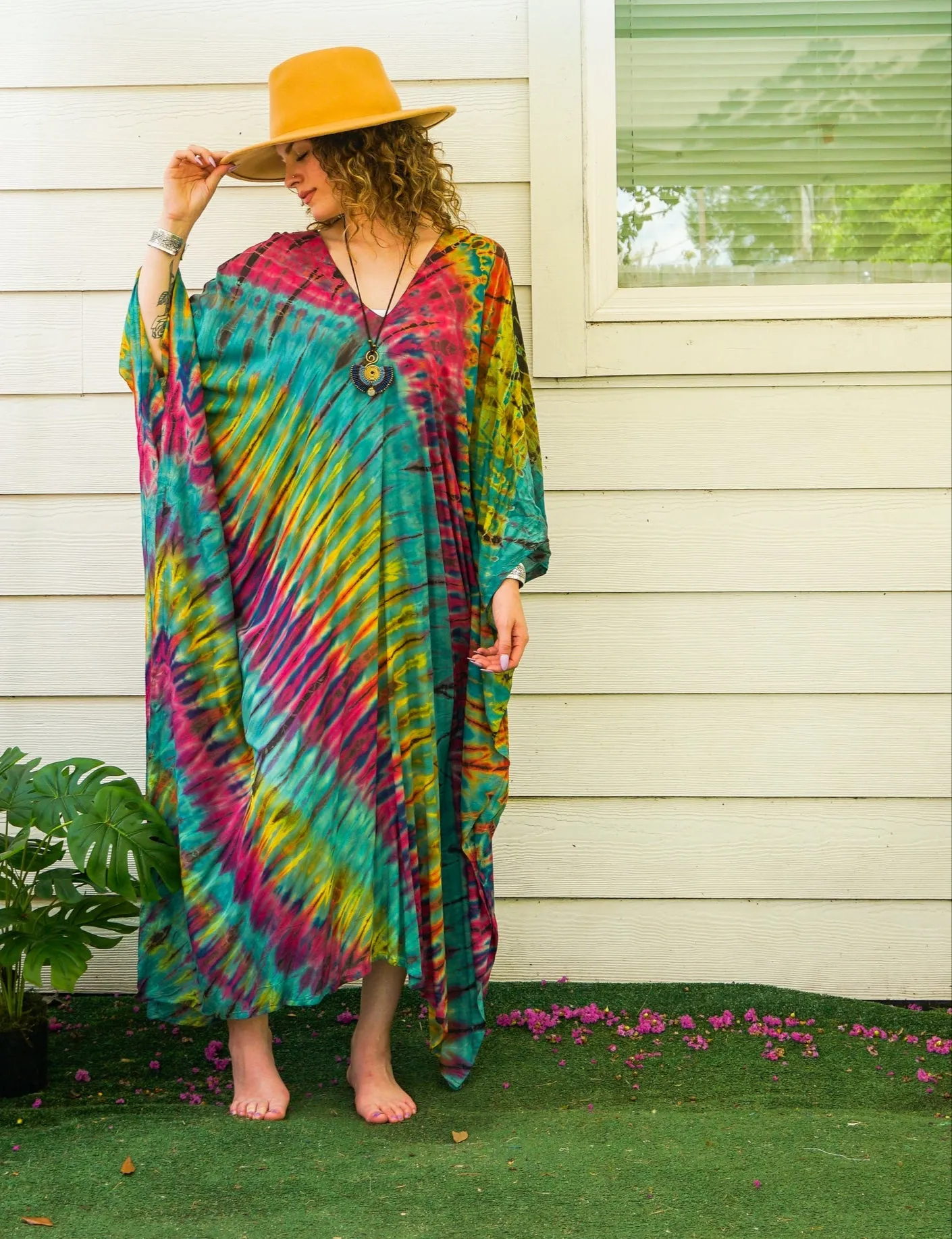 Tropical Whirl Tie-Dye Kaftan