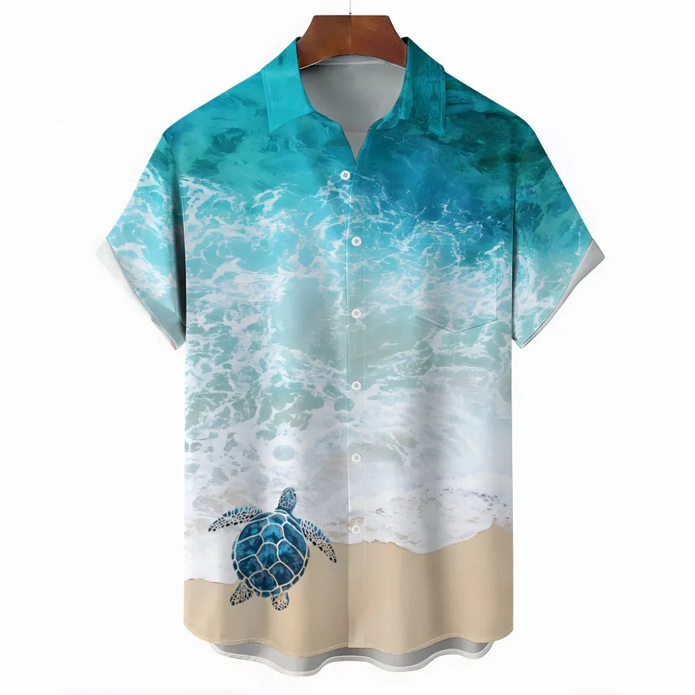 Turtle Wave Casual Large Size Short Sleeve Shirt 2409002388