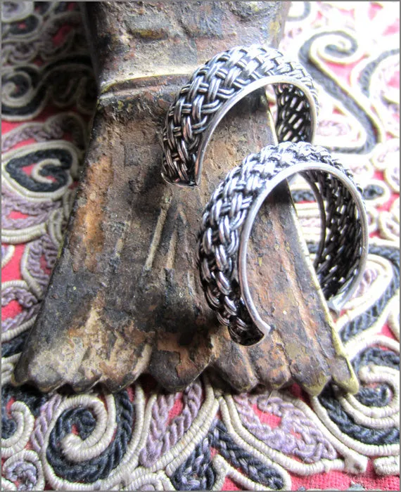 Vintage Silver Basket Weave Hoops from Bali