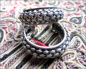 Vintage Silver Basket Weave Hoops from Bali