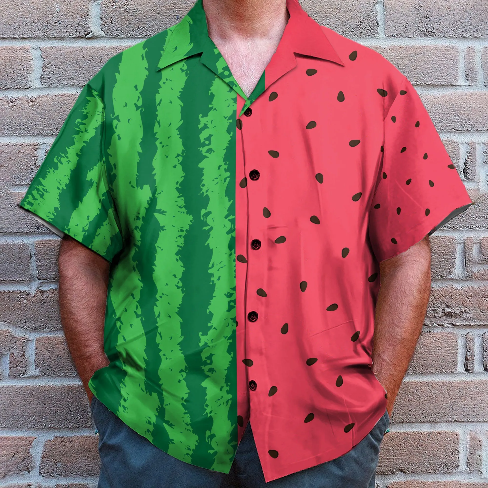 Watermelon Tropical Funny Button's Up Shirts - Hawaiian Shirt & Beach Shorts
