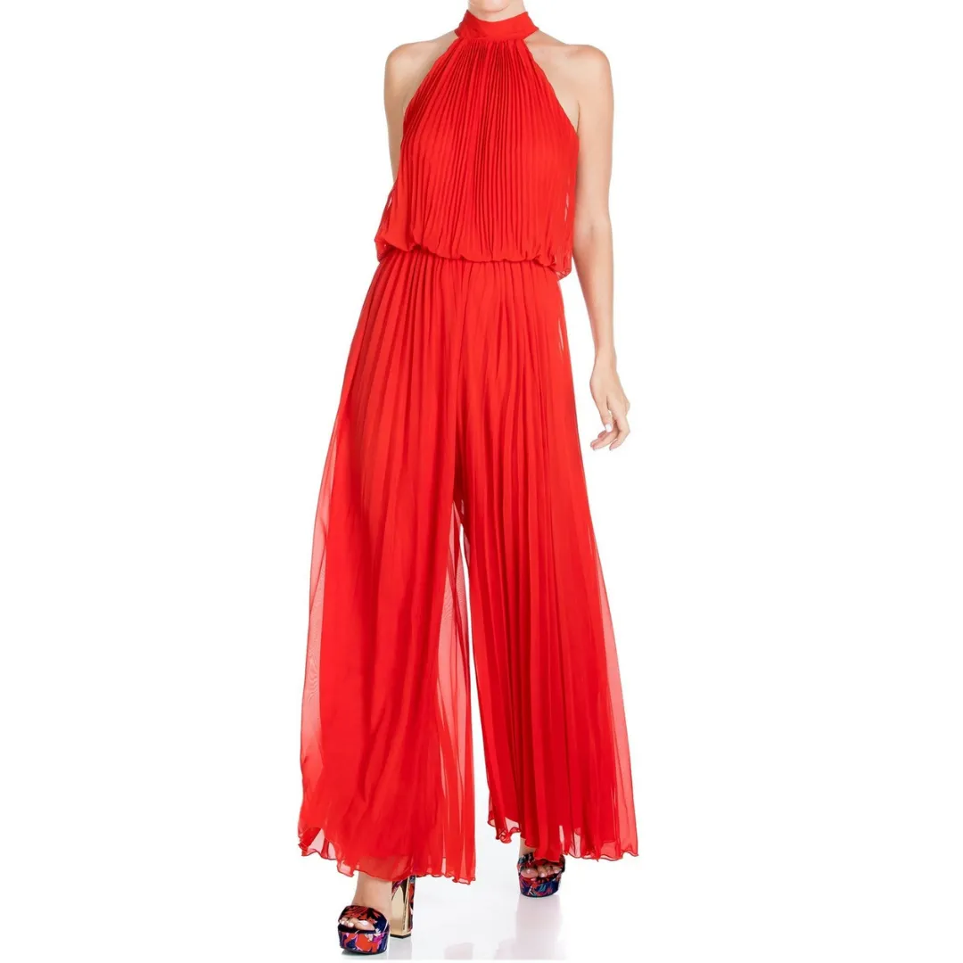 Wild Orchid Pleat Jumpsuit - Tomato