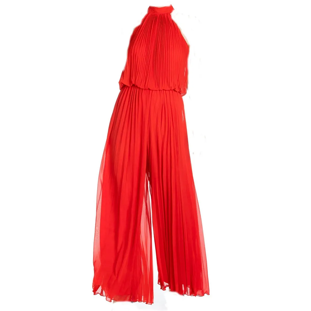 Wild Orchid Pleat Jumpsuit - Tomato