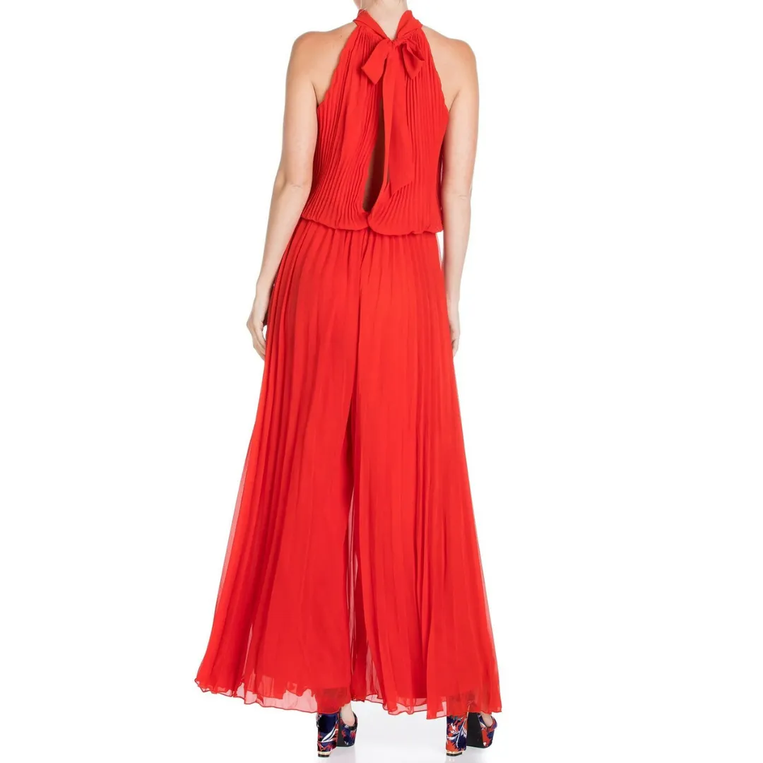 Wild Orchid Pleat Jumpsuit - Tomato