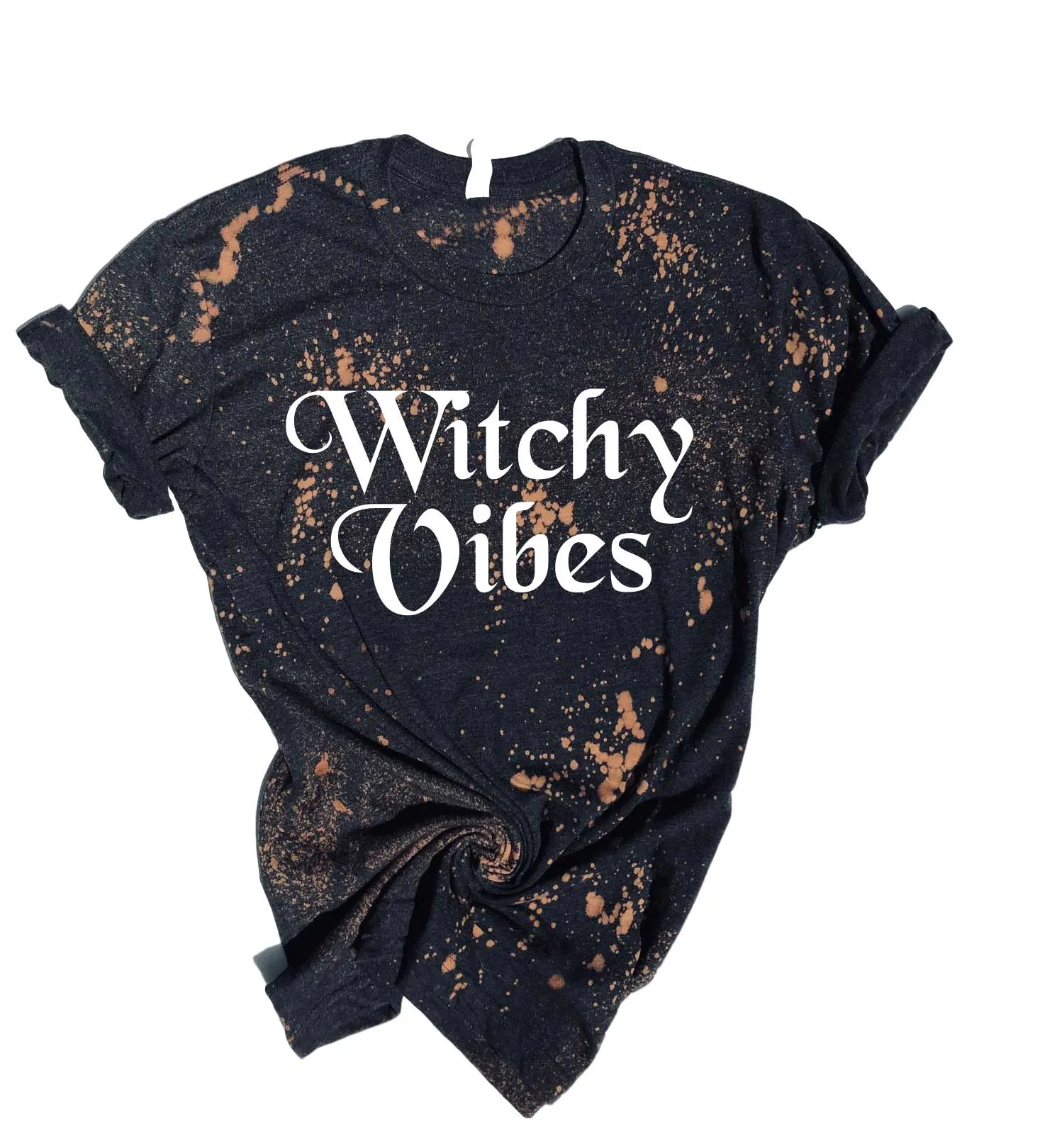 Witchy Vibes Shirt | Halloween Bleached Tee | Unisex Crew
